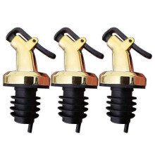 (gold 3pcs) Oil Bottle Stopper Rubber Lock Plug Seal Leak-proof Food Grade Plastic Nozzle Sprayer Liquor - Ri