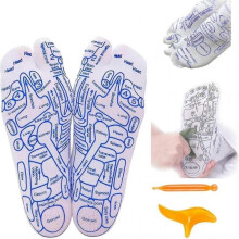 (W) Trigger point massage tool reflexology socks, foot pain reliever for foot massage, reflexology socks with scraping needles