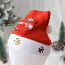 (Navy Blue) Christmas Merry Hat Illuminates New Year Navigation Hat Snowman Elk Santa Claus Children's Hat Christmas Gift Decoration - Ri