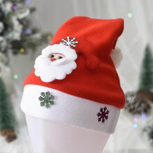 (Beige) Christmas Merry Hat Illuminates New Year Navigation Hat Snowman Elk Santa Claus Children's Hat Christmas Gift Decoration - Ri