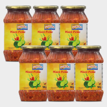 Ashoka Mixed Pickle 500g (Pack of 6) | Authentic Indian Achar with Spicy & Tangy Flavors | Made with Mango, Lime, Carrot & Green Chilli