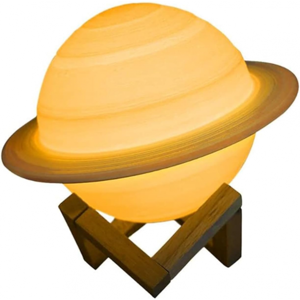 Lampe LED Saturne imprimée en 3D, lampe décorative, planète galaxie, avec support, télécommande, tactile, rechargeable par USB (5,1 pouces, 3