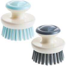 (Grey blue) 2pcs Multipurpose Dish Brush With Handle, Kitchen Scrub Brushes For Cleaning, Dish Scrubber With Stiff Bristles For Sink, Pots, Pans - PJ