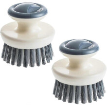 (Grey) 2pcs Multipurpose Dish Brush With Handle, Kitchen Scrub Brushes For Cleaning, Dish Scrubber With Stiff Bristles For Sink, Pots, Pans - PJ