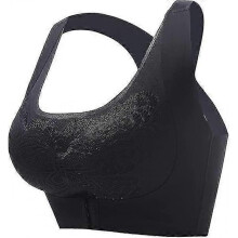 (Size XL, Black) Ladies Seamless Beauty Back Underwear No Steel Ring Sports Bra Sexy Push Up Comfortable Underwear Thin Sports Bra - PJ