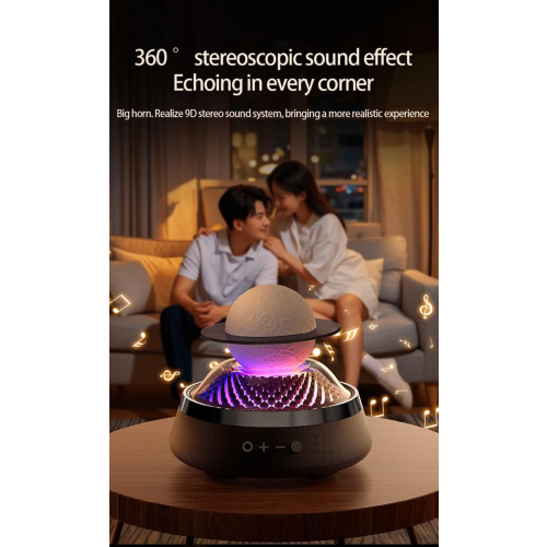 Portable Bluetooth Speaker, Essential Oil Diffuser, Levitating Moon Lamp, LED Floating Saturn Lamp with 6 Colors Display Mode Table Lamp 2