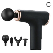 (Black) Women Mini Massage Gun Vibrator For Muscles Massag Gun 4 Heads Electric High Frequency Percussion Handheld Massager Fascia R2x4 - PJ