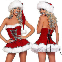 (M) S-2xl High Quality Women Christmas Costumes Suit Xmas Party Sexy Red Velvet Dress Cosplay Santa Claus Costume Outfit Plus Size - Ri