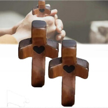 (2Pcs) Emotional Support Cross My Heart Encouragement Gift, Pocket Cross My Heart Gift, Handheld Wooden Cross To Carry In Bag - Ri