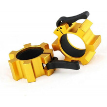 (Gold) Barbell Collar Lock, Aluminum Alloy 50mm Barbell Clamps For Bodybuilding - Ri