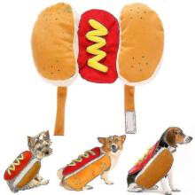(S) Funny Dog Halloween Costumes, Pet Dress Up Costume Hot Dog Design For Dog Cat Halloween Party Cosplay Gift - Ri