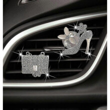 (A) Ri - 2pcs Car Air Vent Clip, Bling Crystal High Heel Shoe And Magic Bag Crystal Clips, Car Air Conditioning Decorative Car Interior