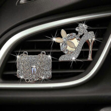 (B) Ri - 2pcs Car Air Vent Clip, Bling Crystal High Heel Shoe And Magic Bag Crystal Clips, Car Air Conditioning Decorative Car Interior