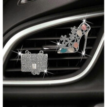 (E) Ri - 2pcs Car Air Vent Clip, Bling Crystal High Heel Shoe And Magic Bag Crystal Clips, Car Air Conditioning Decorative Car Interior