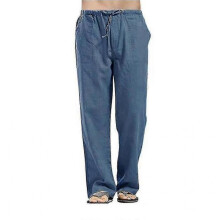 (M, Light Blue) Men Solid Sports Loose Casual Pants Jogging Straight Yoga Trousers - Ri