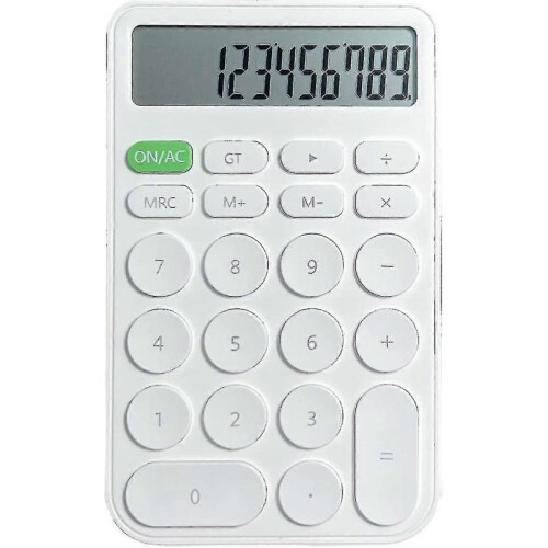 (White)Basic Cute Candy Calculator, Portable Standard Calculator 12 Digit Dual Power Handheld Desktop Calculator - Ri