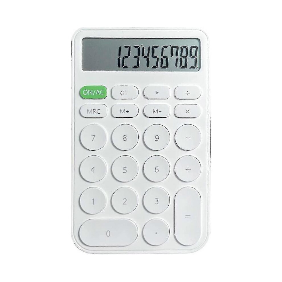 (White)Basic Cute Candy Calculator, Portable Standard Calculator 12 Digit Dual Power Handheld Desktop Calculator - Ri