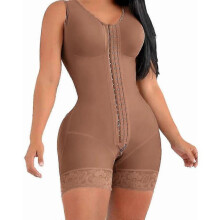(L, coffee) High Compression Short Girdle With Brooches Bust For Daily And Post-surgical Use Slimming Sheath Belly Women - Ri