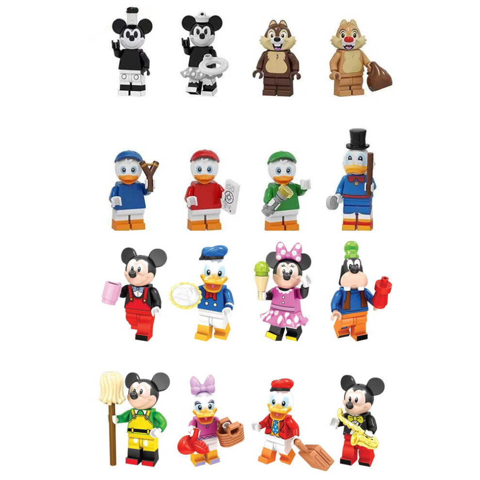 Enekio (16Pcs-C) 24Pcs Disney Mickey And Donald Duck Mini Doll Toys Suitable Fit Lego