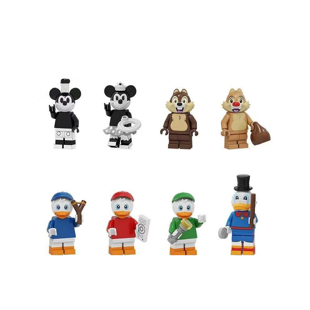 Enekio (8Pcs-B) 24Pcs Disney Mickey And Donald Duck Mini Doll Toys Suitable Fit Lego