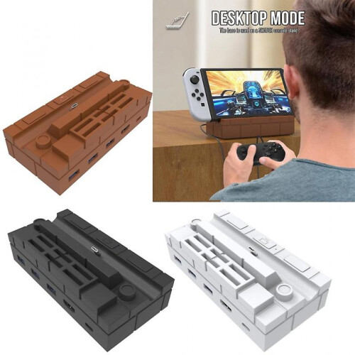(White) HDMI-compatible Video Converter Docking Station for Switch/Switch OLED Console 2