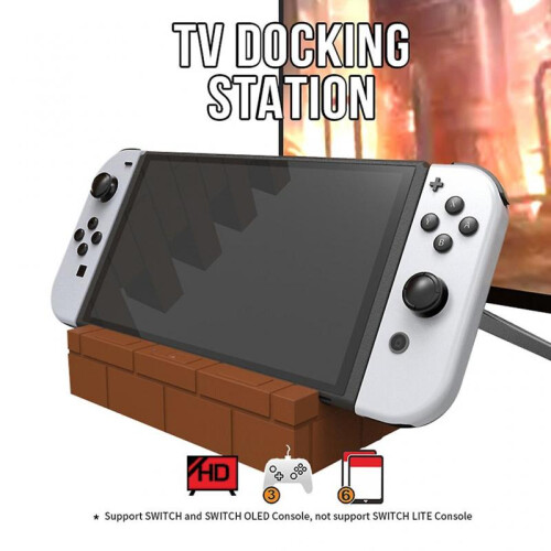 (White) HDMI-compatible Video Converter Docking Station for Switch/Switch OLED Console 1