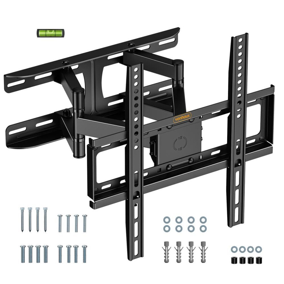 VonHaus Tilt and Swivel TV Wall Bracket for 24-65" Screens, Wall Mount w/Spirit Level, 45kg Capacity, Max VESA: 400x400mm, for Curved and Flat Screen