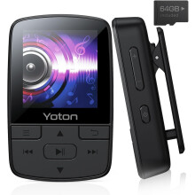 YOTON MP3 Player with Bluetooth 5.2, 64GB Large Storage, Mini Size, HiFi-Music, with Sports Clip, Independent Volume Botton, FM Radio, Earphones incl