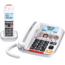 SWISSVOICE 3355 Corded Big Button Phone for Elderly with Answering Machine and Additional Cordless Handset - Loud Phones for Hard of Hearing - Hearin