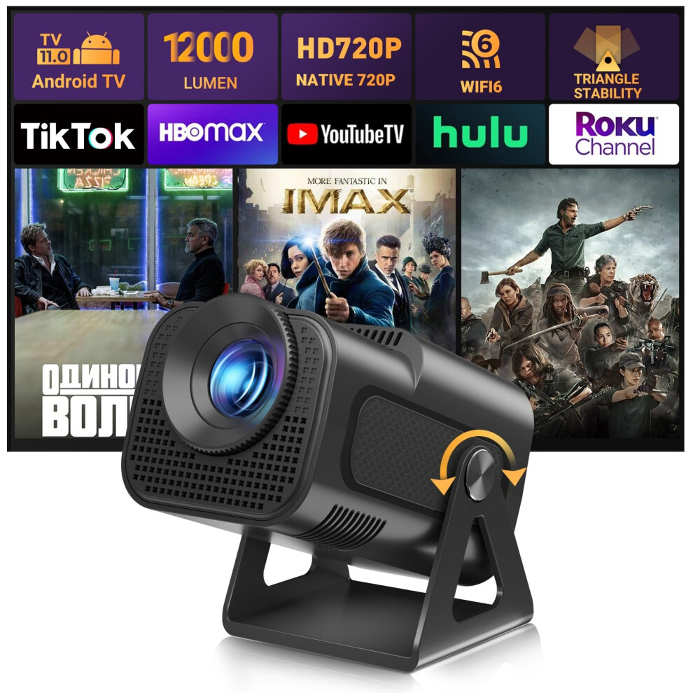 Mini Portable Projector XGODY Gimbal5 MINI Smart Android 11 HD Projector Supports 1080P 4K WiFi6 BT Home Theater Video Projector with 180 Rotatable