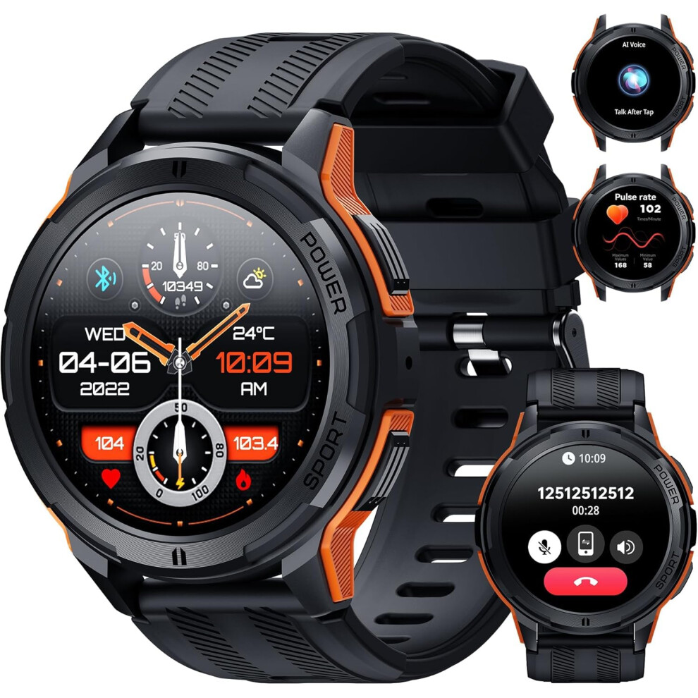 OUKITEL Smart Watch for Men, Mens Smart Watches with Bluetooth Call, 1.43" AMOLED Smartwatch with Heart Rate SpO2 Sleep Monitor, 100+ Sports Mode, Wa