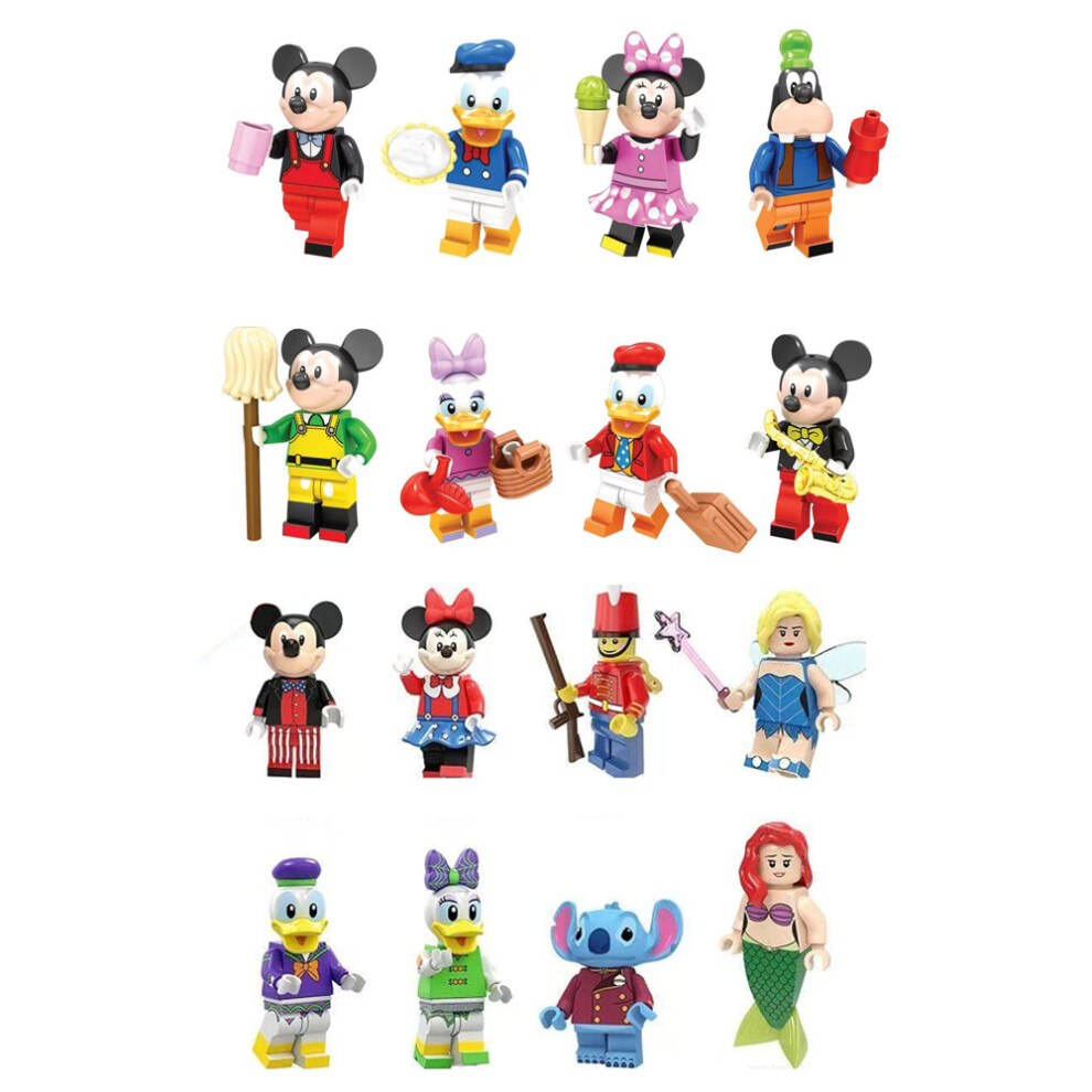 Enekio (16Pcs-B) 24Pcs Disney Mickey And Donald Duck Mini Doll Toys Suitable Fit Lego