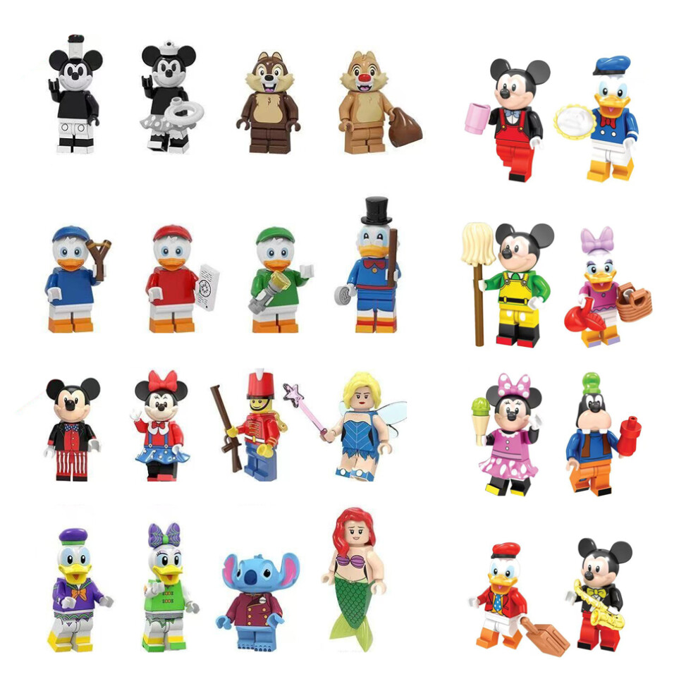 Enekio (24Pcs-A) 24Pcs Disney Mickey And Donald Duck Mini Doll Toys Suitable Fit Lego