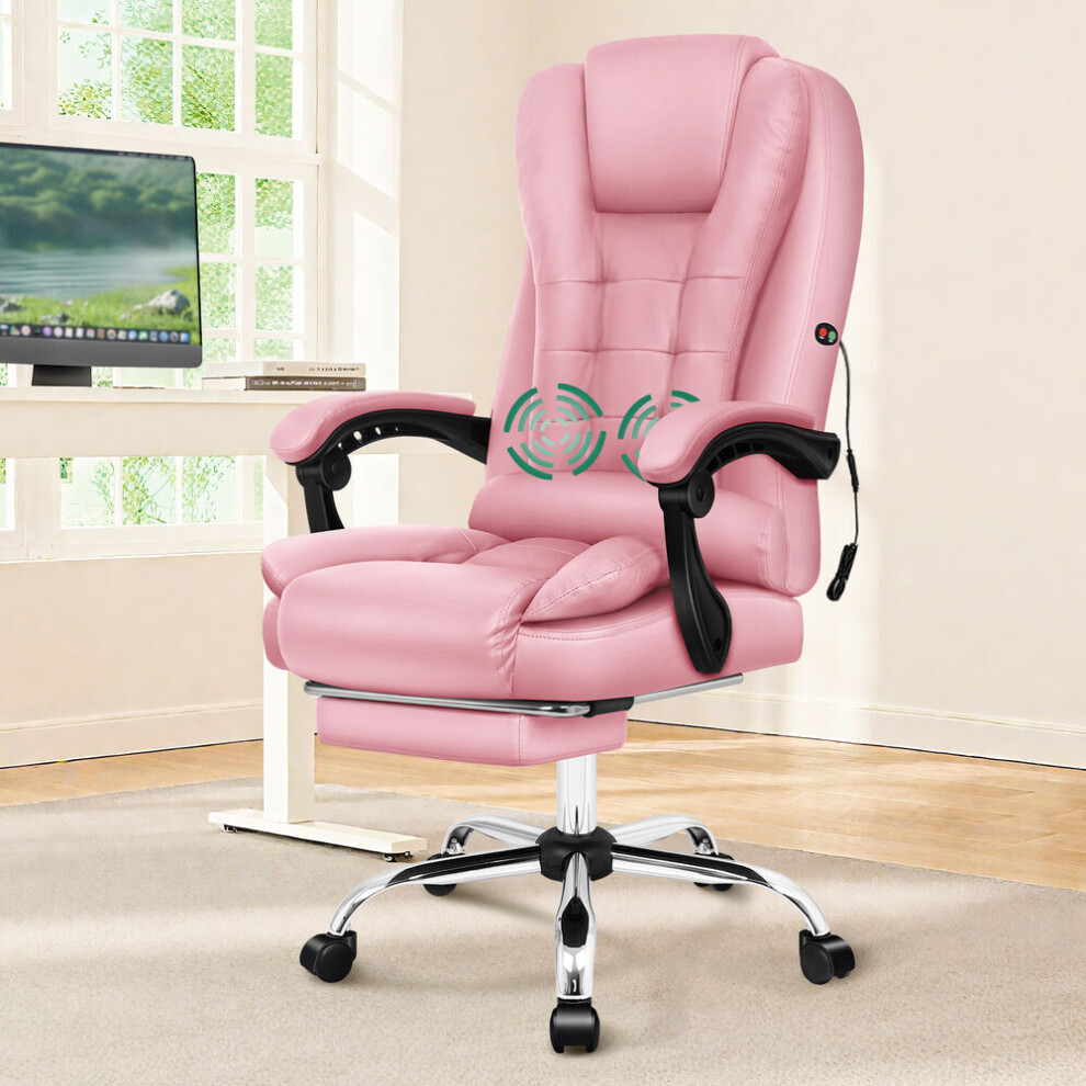 ELFORDSON Massage Office Chair Gaming Executive Seat PU Leather Pink