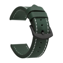 (22 mm, Armeegrün, Schwarz 2) Modisches Uhrenarmband, Sport, Vintage-Lederarmband, Edelstahlschnalle