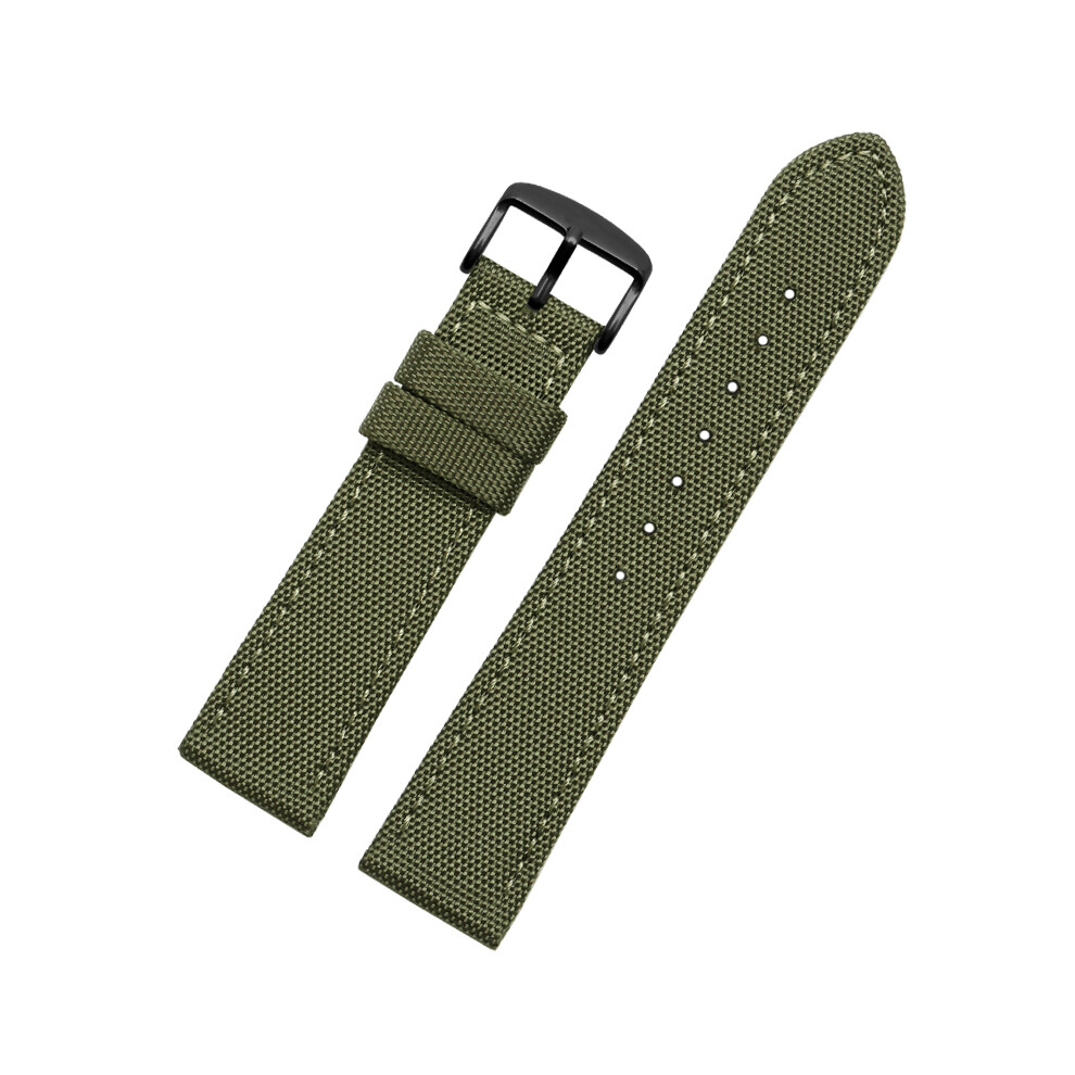 (24 mm - Vert B) Bracelet en cuir et nylon pour homme et femme, universel, étanche, 18 mm, 20 mm, 22
