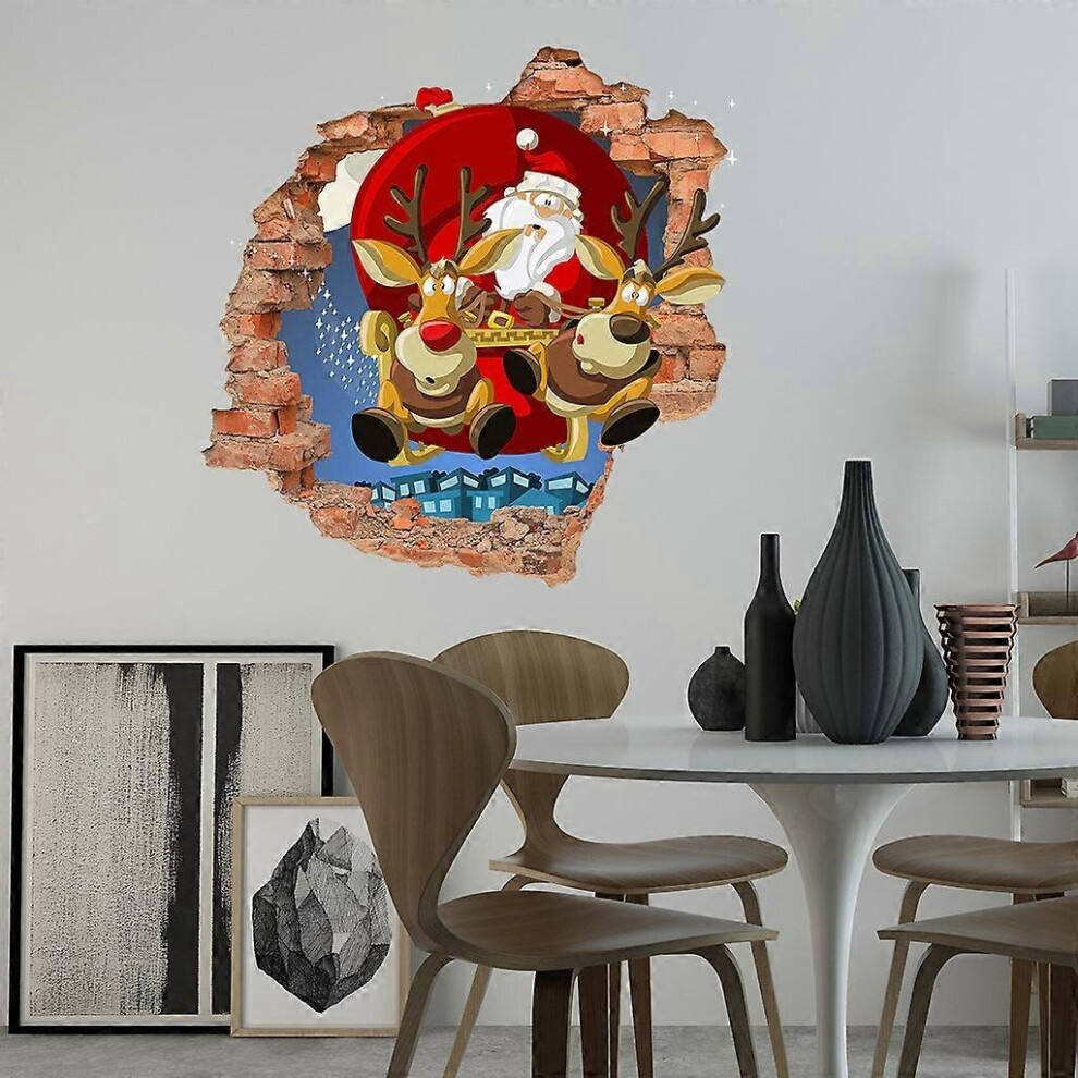 1 autocollant mural de Noël représentant le Père Noël offrant un cadeau