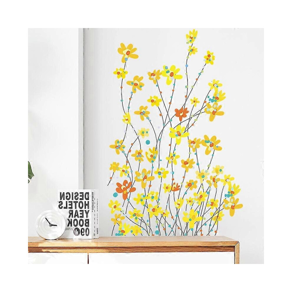 1 autocollant mural à fleurs jaunes