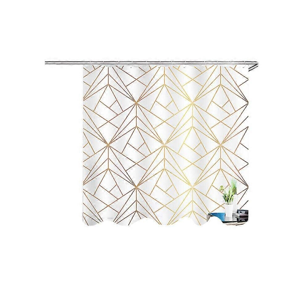 Rideaux de douche dorés, lignes jaunes et triangles, textile de salle de bain, résistant à la moisissure