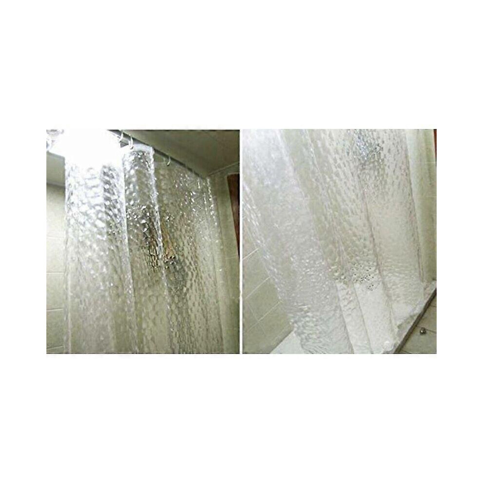 Rideau de douche transparent en cristal blanc galet, imperméable et anti-moisissure, 12 anneaux, 180
