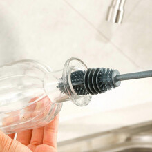 Aspirateur - Balai en kit 28 cm, goupillon en silicone à long manche, brosse de nettoyage pour bouteilles,