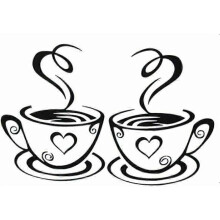 Autocollants muraux en vinyle amovibles pour décoration de maison, motif tasse à café, aspirateur et