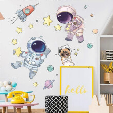 Autocollant mural astronaute, aspirateur et balai, 1 pièce, en PVC amovible