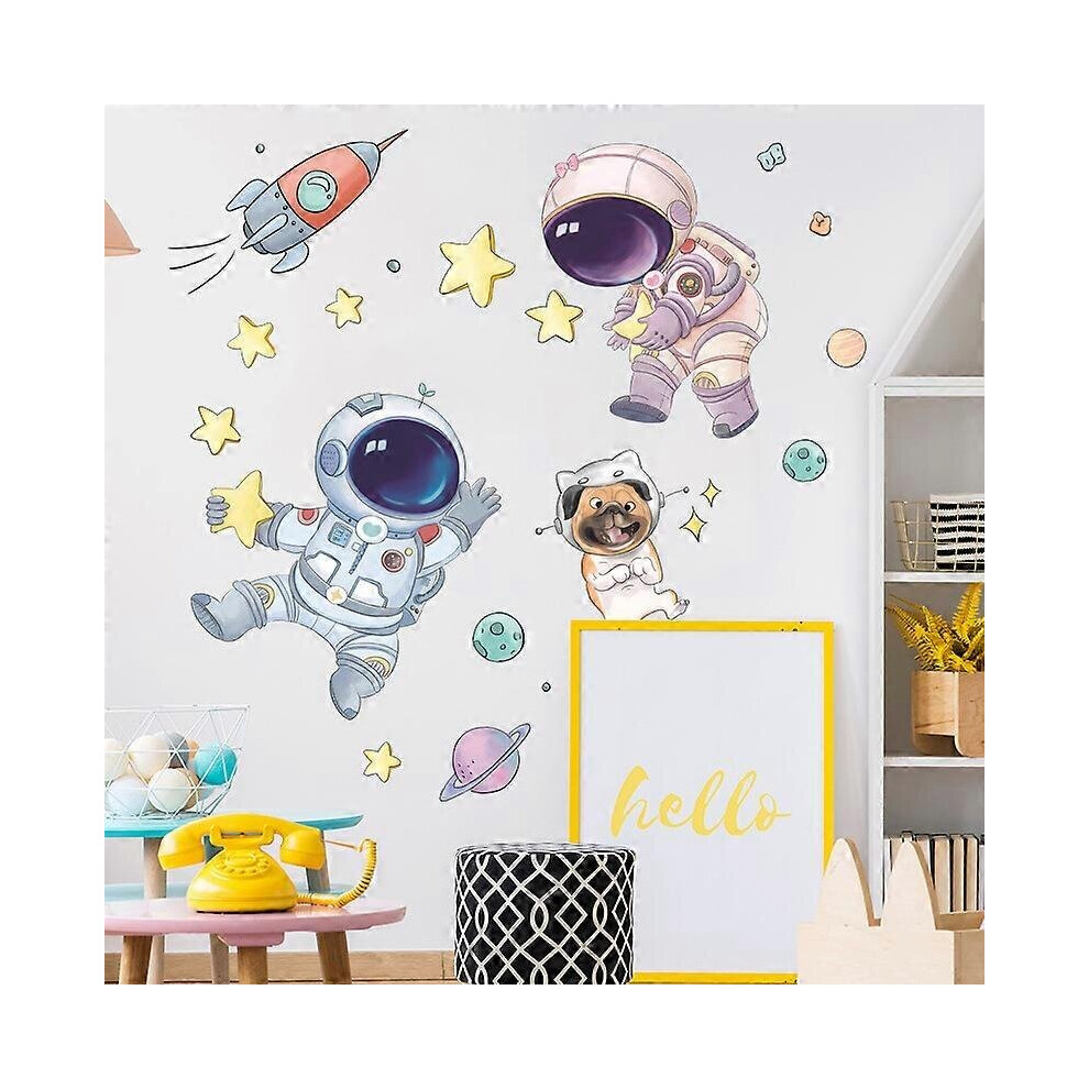 Autocollant mural astronaute, aspirateur et balai, 1 pièce, en PVC amovible