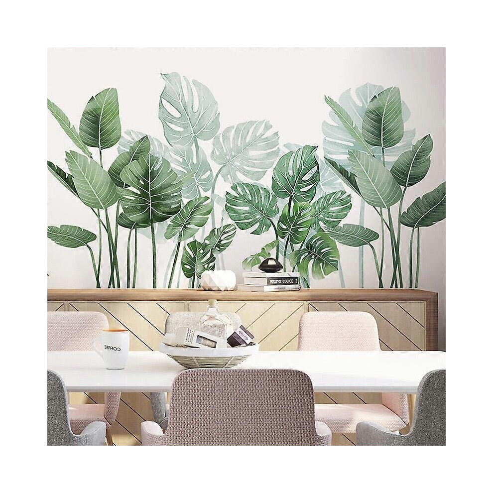 Autocollants muraux plantes tropicales, aspirateur et balai, feuilles de palmier, pour chambre, salon,