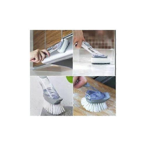 Vacuum Cleaner - Broom Multi-function Dish Brush With Soap Dispenser - Grey Dish Brush With 3 Anchangeable 1