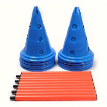 Sport Agility-Trainingsset mit Kegeln und abnehmbaren Stangen, PE-Material, Unisex-Erwachsene – Fußball-