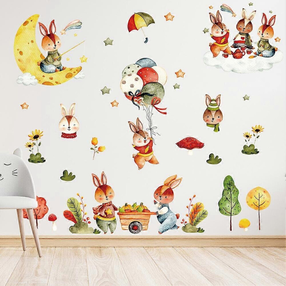 Aspirateur - balai 1 Set Sticker mural animal Lapin de dessin animé