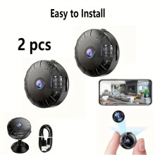 2 stuks mini wifi-beveiligingscamera's - 480P HD, draadloos en oplaadbaar via USB met bewegingsdetectie,