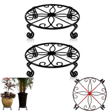 Lot de 2 supports de rangement pour plantes en métal noir, pour pots de fleurs d'intérieur, en fer résistant